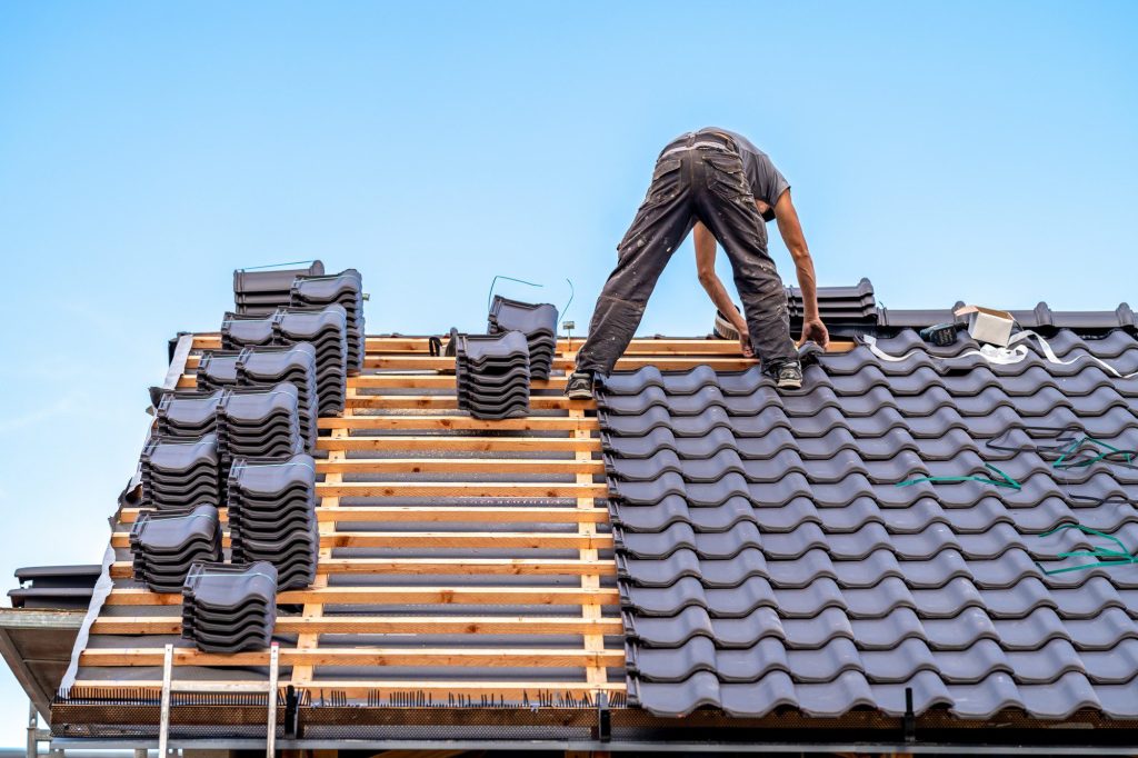 Illustration of roofing work